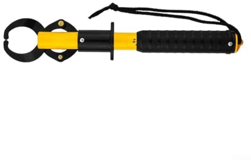 Fish Grip with Scale, Aluminum Alloy Fish Controller with Integrated Weighing up to 20kg, One-Handed Operation Quick Release Tool for Secure Catch Handling(Yellow)