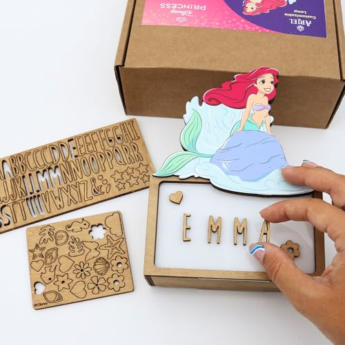 WONDEE Disney Lampe Die Meerjungfrau Arielle Mädchen personalisiert mit Namen und Designs – Nachtlicht für Kinder Die Meerjungfrau, personalisiertes Geschenk