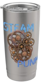 retro game industrie steam punk nerd pc uhr alt rost Doppelwandiger Edelstahl-Thermobecher