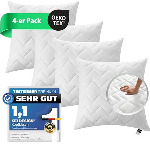 sei Design Deko-Kissen 4-er Set 40x40 cm Zierkissen Sofakissen Kopfkissen Ökotex | waschbar bis 95 Grad | Made in Europa