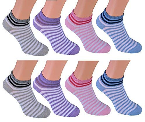 Cocain underwear 8 Paar Sneaker Socken Damen mit Pastellfarbigen Ringeln 35-38