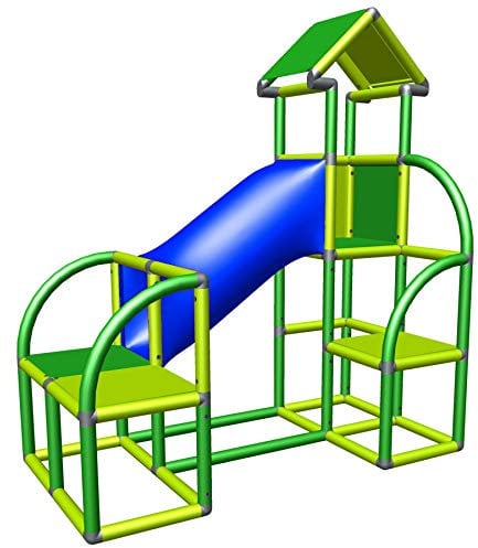 move and stic 6434 Kletterturm Felix mit Blauer Krabbelröhre und Ausstieg (grün apfelgrün)