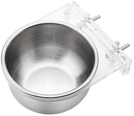 Zerodis Vogelkäfig Vogelfutterstation Vögel Futter Schale Papagei Hängende Futterspender Wasserschale Edelstahl Geschirr Stall Tassen mit Gestell für Kleintiere Finken Sittiche