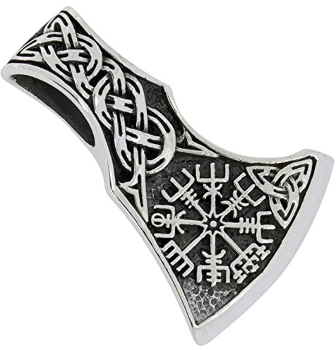 AFP Anhänger Wikinger Axt Vegvisir 925 Sterling Silber AS-657