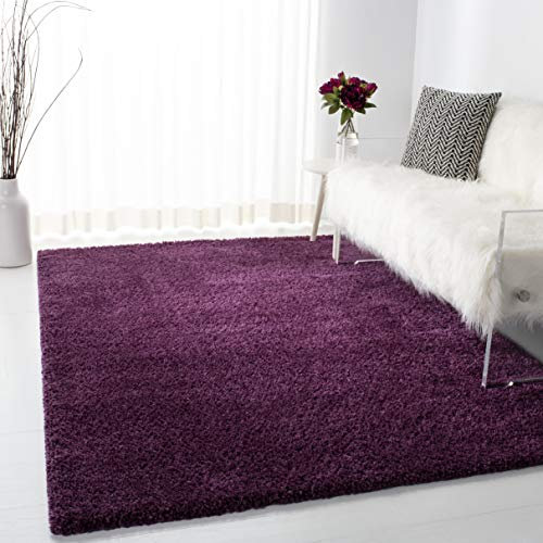 Safavieh August Shag Collection Tapis décoratif – 1,8 x 2,7 m, Violet, Design Solide, ne s'effiloche Pas et Facile d'entretien, 3 cm d'épaisseur, idéal pour Les Zones à Forte Circulation dans Le