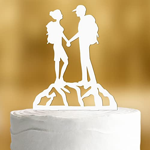 Cake Topper Bergleidenschaft [Brautpaar am Gipfel] - Acryl deko weiss deko Hochzeitstorte deko Kuchen deko Hochzeit Tortendekoration Verlobung Tortenstecker Hochzeit Tortendeko Wedding cake