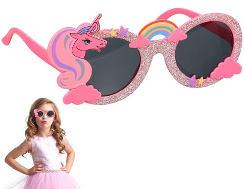 Amosfun Unicorn Brille - Lustige Sonnenbrille FüR Kinder Und Erwachsene Pink Einhorn Design FüR Partys KostüMe Und Festivals Leichtes Kunststoffmaterial