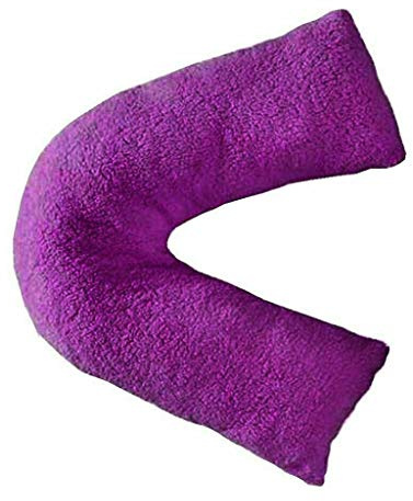 NIGHTZONE Teddy bear V Shaped complete pillow or Case for support Maternity, Neck, Back, Soft Warm Plush Cosy Fleece Cover (Teddy V Pillow Plum/Purple, Complete Pillow)