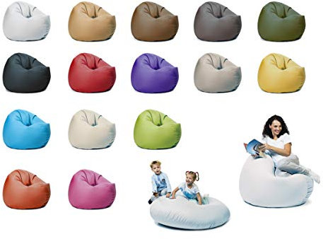 sunnypillow XXL Sitzsack mit Styropor Füllung 125 cm Durchmesser 2-in-1 Funktionen zum Sitzen und Liegen Outdoor & Indoor für Kinder & Erwachsene viele Farben und Größen zur Auswahl Weiß