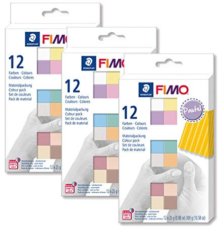 FIMO soft ofenhärtende Modelliermasse. Kartonetui (12 Blöcke, Pastell - Farben, 3)