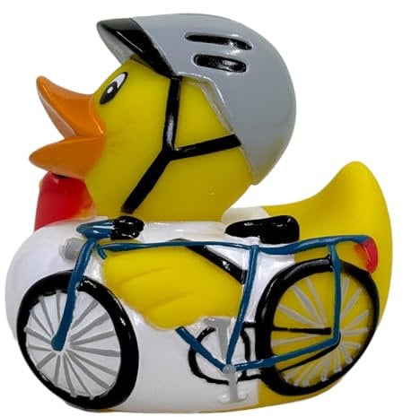 MIK funshopping Badeente Quietscheente Badewannenspielzeug (Ente Radfahrer)