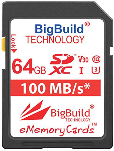 BigBuild Technology 64GB Ultra Fast U3 100MB/s Memory Card For Sony Cybershot DSC HX80 Camera, Class 10 SDXC
