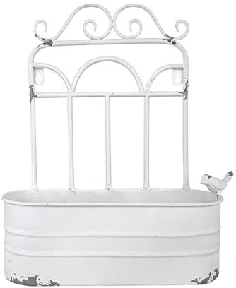 All Chic Metal Wall Planters Garden Ornaments Vintage White Garden Wall Hung Wide Planter Country Outdoor Gift UK (White)