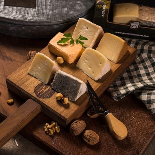 Tierra Astur Tabla de Quesos Gourmet Del Paraíso | 6 Quesos Asturianos - Cabrales DOP, Gamonéu DOP, Abredo, Taramundi, Ahumado de Pría, Roxu al Pimentón