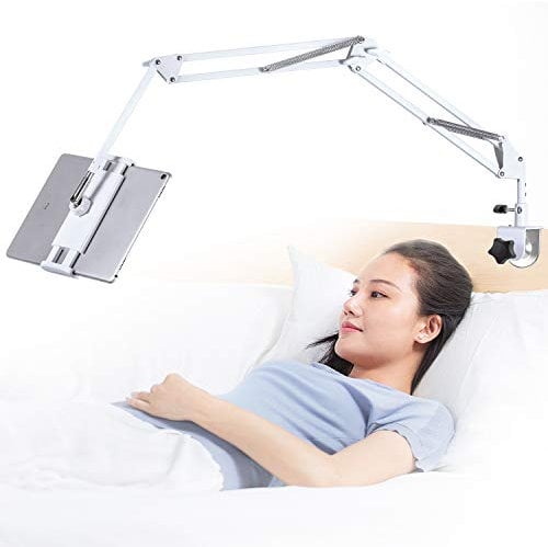 Tablet Stand Adjustable,Foldable Tablet Stand for Bed, Aluminum Universal Flexible Tablet Holder with 360 Degree Rotation for iPad/iPhoneX/iPad Pro/N-Switch,or Other 4.5~12.9 Inches Devices (White)