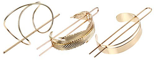 Lurrose 3pcs Hair Cuff Bun Set with Leaves Hair Cuff Bun X Shaped and Semicircle Cage Women Holder Accessories