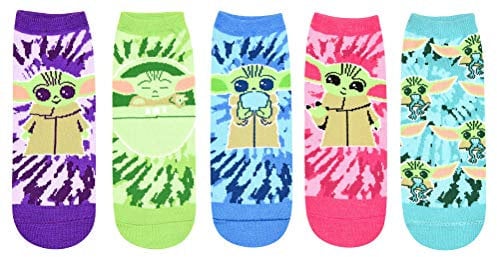 STAR WARS Baby Yoda Damen-Knöchelsocken, Batikmuster, 5er-Pack, Mehrfarbig/Meereswellen (Ocean Tides), 36.5-43 EU