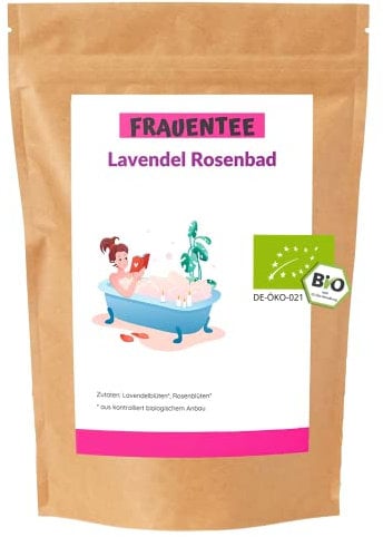 Konfitee Lavendel Rosenblüten Bad 100g I Bade-Tee Entspannung I Badezusatz getrocknete Rosen & Lavendel I Bio-Badekugeln vegan & glutenfrei I Frei von Zusätzen & Aromastoffen I Premium Qualität