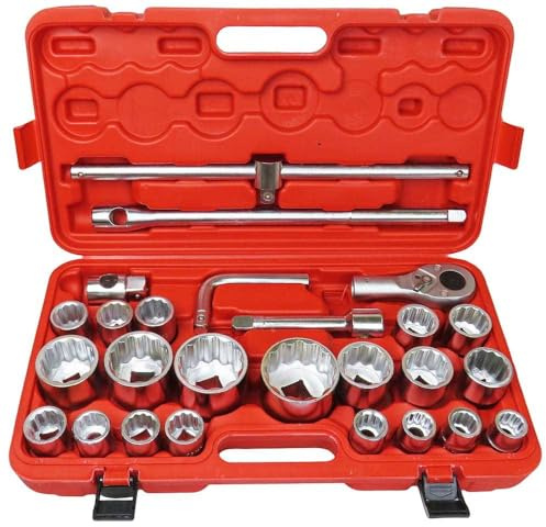 Set mit 26 Steckschlüsseln 3/4 Zoll und 1 Zoll große Buchse 21-65 mm Ratsche für Auto LKW Traktor