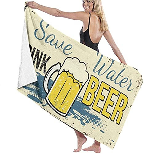 Strandtücher Mikrofaser,Lustige Speichern Wasser Trinken Bier Vintage Rusty Metal Sign Großes Badetuch Leichtes Strandtuch Perfekt Für Familienhotels Reisen Schwimmen Fitness Sport
