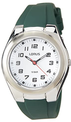 LORUS Unisex Analog Quarz Uhr mit Silikon Armband,Grün