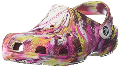 Crocs Unisex Classic Marbled Clog Wooden Shoes, Pink, 4 UK