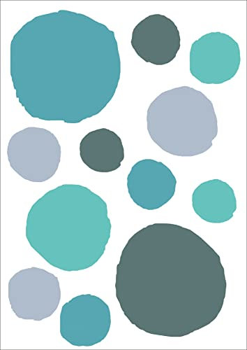 wolga-kreativ Wandtattoo Wandsticker Wandbild 60 Stück grau türkis Kreise Punkte Tupfen Set Wanddeko Set Kinderzimmer Spielzimmer Babyzimmer Mädchen Junge-n Baby Zimmer wandtattoo