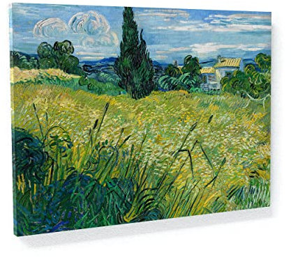 Van Gogh Kunstdruck auf Leinwand, Motiv: grünes Weizenfeld mit Zypresse, 1889, Heimdekoration, Wandkunst, Poster, Gemälde, Reproduktion, mittelgroß, 61 x 45,7 cm