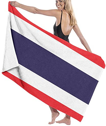 IUBBKI Strandtuch mit Thailand-Flagge, weiches, saugfähiges Mikrofaser-Strandbadetuch, Erwachsene, Unisex, Kinder, Handtuchdecke, 32 x 52 Zoll