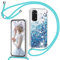 TUUTPU Handyband für Xiaomi Redmi Note 11 4G/11S 4G Hülle mit Band, Glitzer Treibsand Handyhülle mit Kordel zum Umhängen Transparent Stoßfest Schutzhülle mit Kette Schnur, Necklace Case in Blau