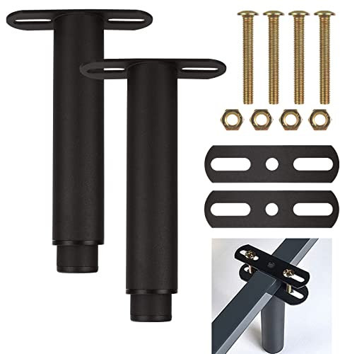 GOYADA Lot de 2 Pieds de Lit Reglable Hauteur 18 à 33 CM, Pieds pour Sommier à Lattes sans Perçage, Pieds de Lit Réglables en Forme de T, Pied de Llit Universel pour Support de Lit, Métal et Noir