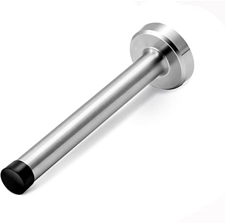 Door Stopper, 5 Inch Long Door Stop, Wall Mount, Brushed Nickel Heavy Duty Solid Rigid Doorstops Stainless Steel with Soft Rubber Bumper Tips