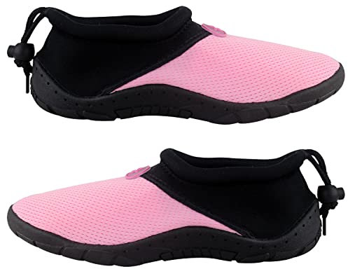 Chaussures d'Eau, Chaussures de Plongée Snorkel Surf Piscine Plage Voile Mer Rivière Aqua Cycling Sports nautiques, Chaussures de Natation Escarpines pour Homme Femme Unisexe, Rose et noir, 36 EU