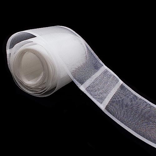 WANYIG Schlaufenband zum Nähen 10CM Breit Nylon Stegband Gardinenband Transparent Dicker Universalband Bleistiftfaltenband mit schlaufen Schlaufenband für Gardinenstange (12M)