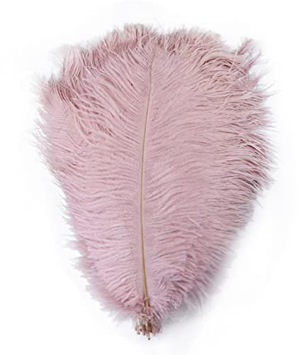 Weiße Straußenfedern, natürliche Federn für Hochzeit, Party, Kunsthandwerk, Dekoration, Bastelfedern, 25–30 cm, 10–12 Zoll, Leder, Rosa, 100 Stück