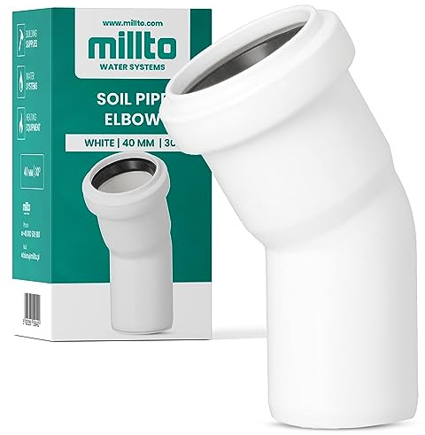 Millto™ Kunststoff Bogen 40x40 mm 30º PP-Bogen Abwasser Installation Rohrbogen Abwassersysteme Abflussrohr Anschluss Kanalisationsrohr Sanitärverbinder Armaturen für Entwässerungssysteme