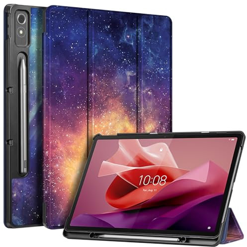 Fintie Hülle mit Stifthalter für Lenovo Tab P12 Tablet 12,7 TB370FU 2023, Ultradünne Flip Case Cover mit Auto Schlaf/Wach, Ständer Funktion, Die Galaxie