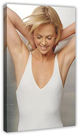 Charlize Theron 2 Leinwand-Poster, Wandkunst, Dekordruck, Bild, Gemälde für Wohnzimmer, Schlafzimmer, Dekoration, Rahmen-Stil, 60 x 90 cm