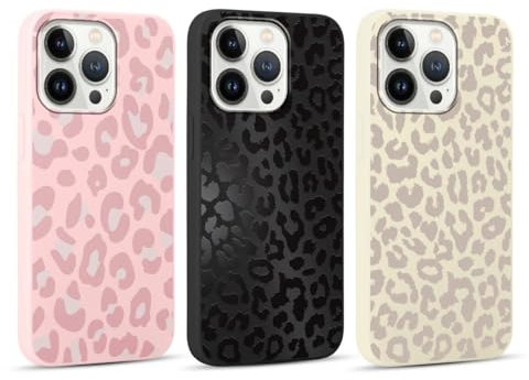 RUMDEY Schutzhülle für iPhone 13 Pro, 15,5 cm (6,1 Zoll), Leopardenmuster, ästhetisches Design, weiches Silikon, dünn, TPU, stoßfest, für Damen und Mädchen, 3 Stück