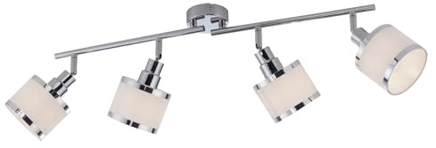 Leuchten Direkt Deckenleuchte - Chromfarben - Weiß - B 78 cm - Metall - Stoff - 4-flammig
