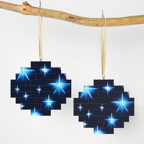 Baustein Puzzle Raute Bausteine Cartoon Blauer Stern Baustein Block Puzzle für Erwachsene 3D Micro Bausteine Raute Weihnachtsbaum Ornament Lustige Geschenke für Freund