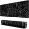 LznYi Topographic Contour Mouse Pad 600x300mm, Keyboard Mouse Mat XL Mousepad Gaming, Non-Slip Base and Stitched Edge for Gaming Office Work (60x30 Topo Black04)