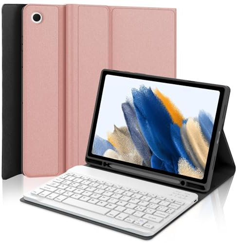 SENGBIRCH Custodia con Tastiera per Samsung Galaxy Tab A8, Tastiera Samsung per Galaxy Tab A8 10.5 2022, Layout Italiano Tastiera Bluetooth Custodia Magnetica per Tab A8 10,5 Pollice, Rosa Azalea