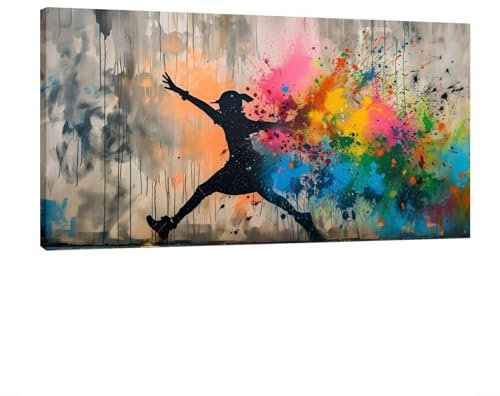 HNKDKJ Leinwand Gemälde Banksy Regen der Farben Leinwand Street Artwork Rahmen Bereit zum Aufhängen Moderne Gemälde für zu Hause 50x100cm/20x39inch -Inner-Frame