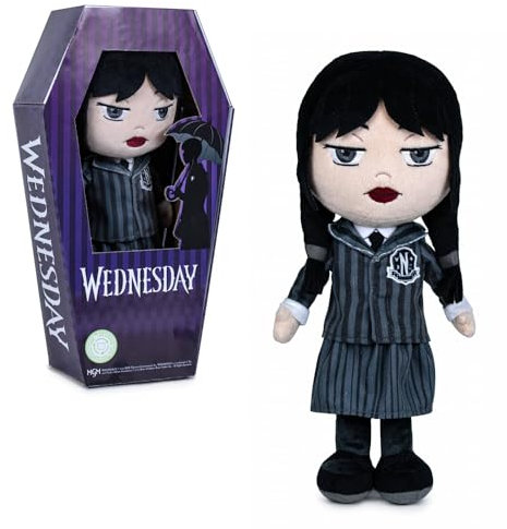 WEDNESDAY Plüschtier Mittwoch, 32 cm, Schuluniform, WEN041, Schwarz