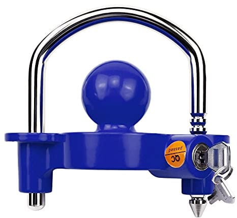 Covienapp Trailer Hitch Lock Tow Ball Lock,Universal Adjustable Tow Lock with 11 Locking Positions for Trailer Horsebox,Includes 2 Keys,Blue