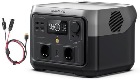 Station électrique portable ECOFLOW RIVER 2 MAX avec câble solaire, batterie LiFeP04, 512 Wh charge rapide en 1 heure, sortie 1000 W avec X-boost, générateur solaire pour extérieur, camping-cars