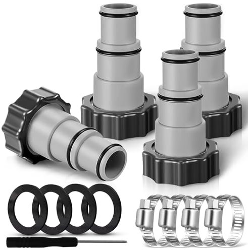 4 Pezzi Adattatore per Tubo per Piscina, Adattatore Tubo di Ricambio per Pompe Adattatori di Ricambio per Tubo Adattatori per Tubo da Piscina con Filettatura Interna, serie A 32/38 mm