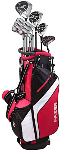 Fazer CTR25 Left Handed Golf Club Set for Men – 10 Piece Complete Package with Driver, Fairway Wood, Hybrid, Irons & Mallet Putter, Premium Stand Bag Included
