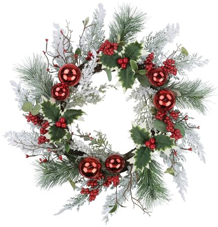 SHACOS 55 cm Weihnachtskranz Türkranz Weihnachten, Weihnachtstürkranz Groß Tannenkranz Künstlich Weihnachtskranz Tür Groß Dekokranz Weihnachten Kranz für Weihnachtsdeko, Kamin, Wand